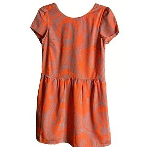 Frnch women's Dress size M Lined Button Back Paisley Print  Short Sleeve